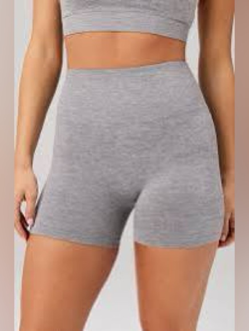 Athletic Works Seamless High Waisted Solid Grey Stretchy Spandex Biker Shorts